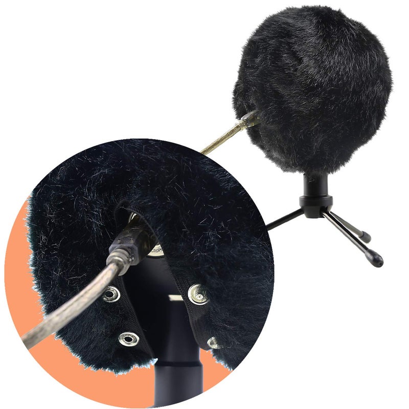 SUNMON Blue Snowball Furry Windscreen Cover Muff - Professional Snowball ICE Mic Foam Wind Cover Windshield Pop Filter for Recordings, Broadcasting, Singing by Sunmon ï¼ˆBlackï¼‰ - Image 2